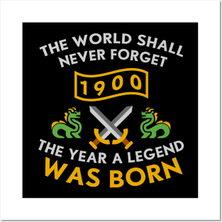 1900 The Year A Legend Was Born Dragons and Swords Design (Light) Posters and Art